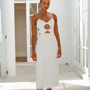 White Cut-Out Midi Dress